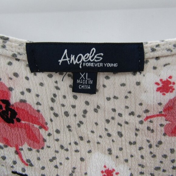 Angels Womens 3/4 Sleeve Button Front Floral Peplum Blouse Top XL Casual Rayon - Picture 9 of 14